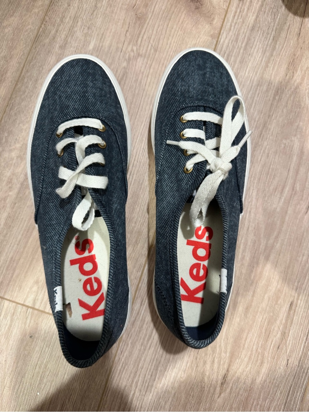 Keds Dark Blue Canvas Lace-Up Sneakers with White Accents